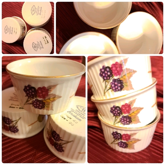 Royal Worcester Evesham 3 Gold Flameproof Porcelain Souffle Fruit Decorations - Picture 1 of 5